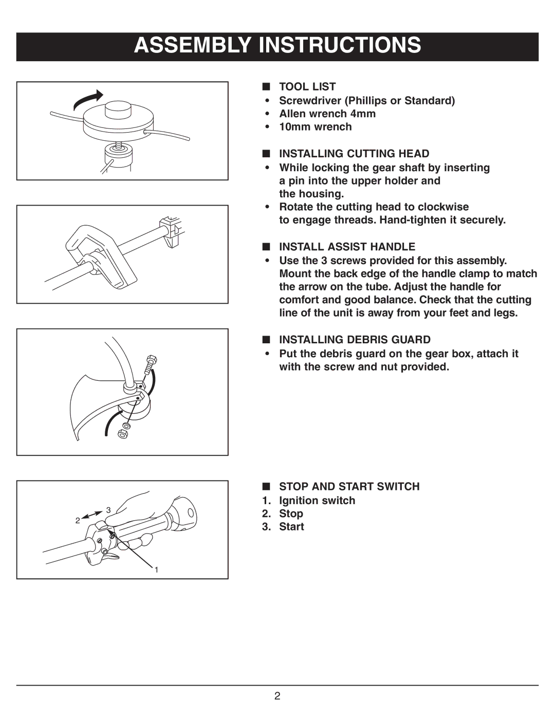 Sarlo CS-16 owner manual Assembly Instructions, Installing Cutting Head 