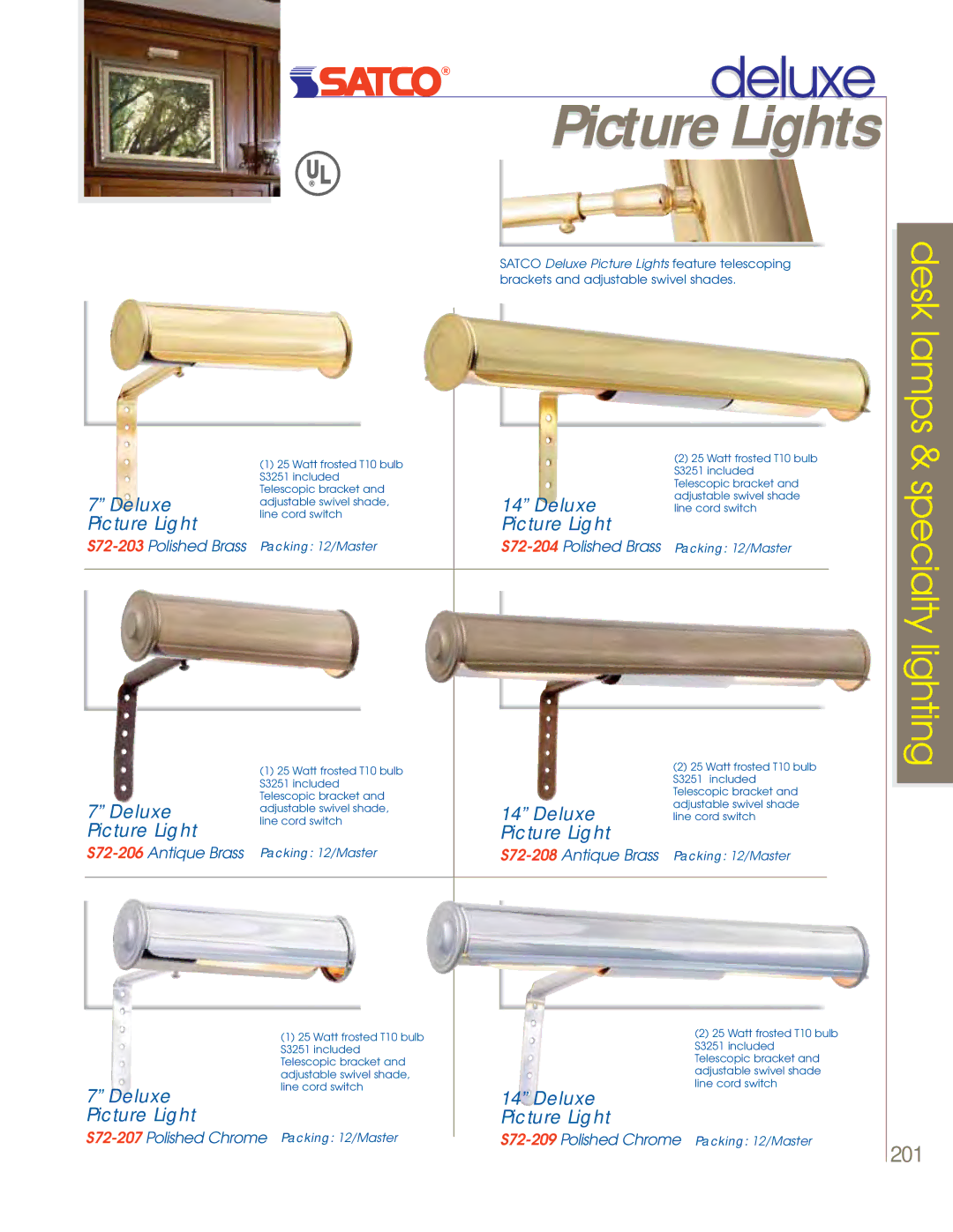 Satco Products 60-802, 60-801, 60-800 manual S72-204 Polished Brass, S72-206 Antique Brass, S72-208 Antique Brass 