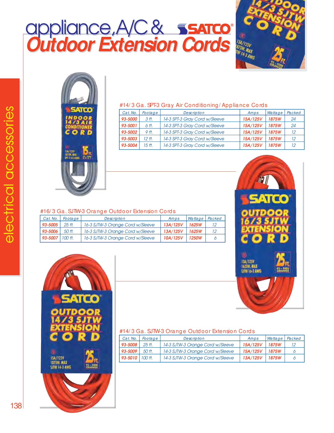 Satco Products 75-047, 76-529, 75-046 manual Outdoor Extension Cords 