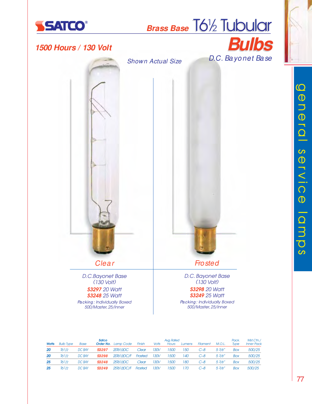 Satco Products S3681, S3692, S3691, S3680 manual T6 ⁄ Tubular 