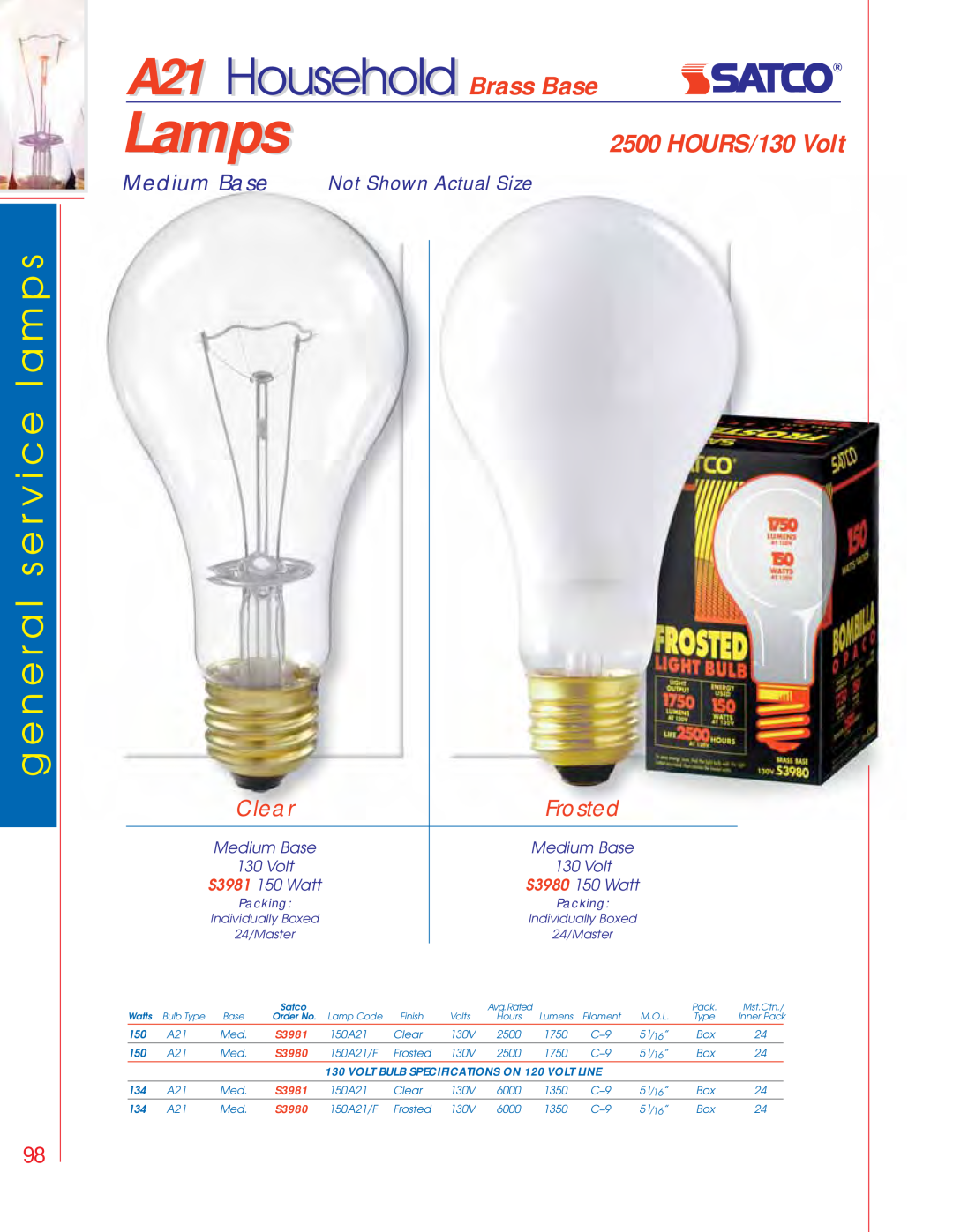 Satco Products S3692 A21 Householdld Brass Base, HOURS/130 Volt, Lamps, g e n e r a l s e r v i c e l a m p s, Medium Base 