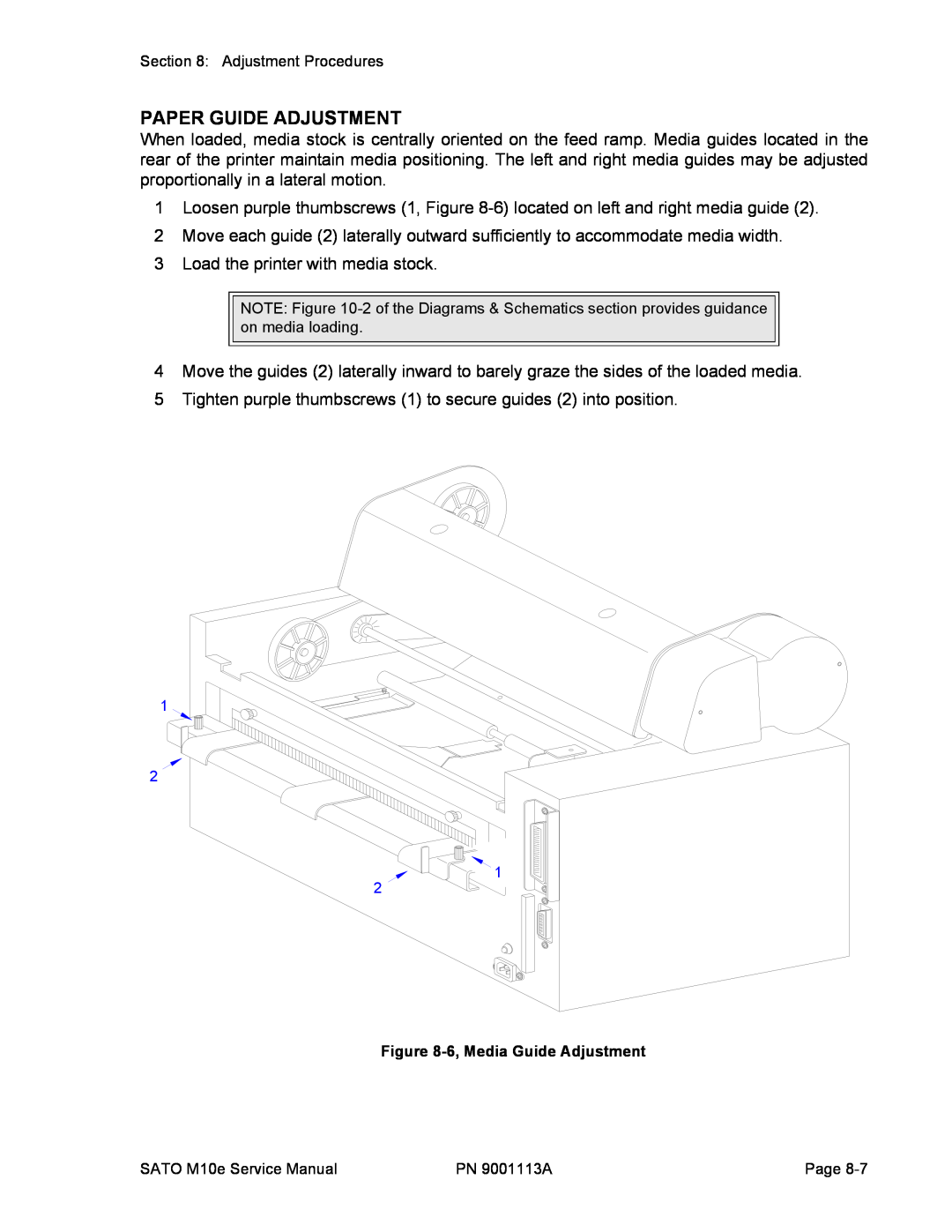 SATO 10e service manual Paper Guide Adjustment 