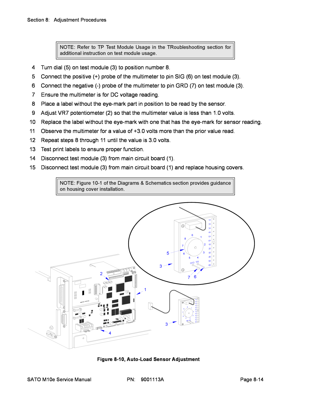 SATO 10e service manual 10, Auto-Load Sensor Adjustment, IEEE1284 +RSBOARD 