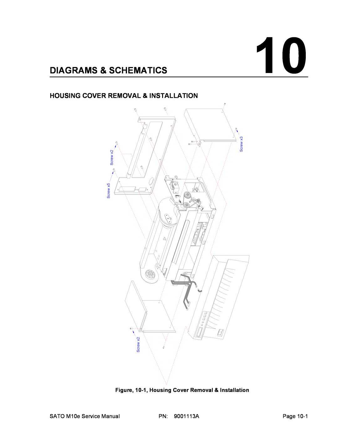 SATO 10e service manual Diagrams & Schematics, Housing Cover Removal & Installation, Screw Screw 
