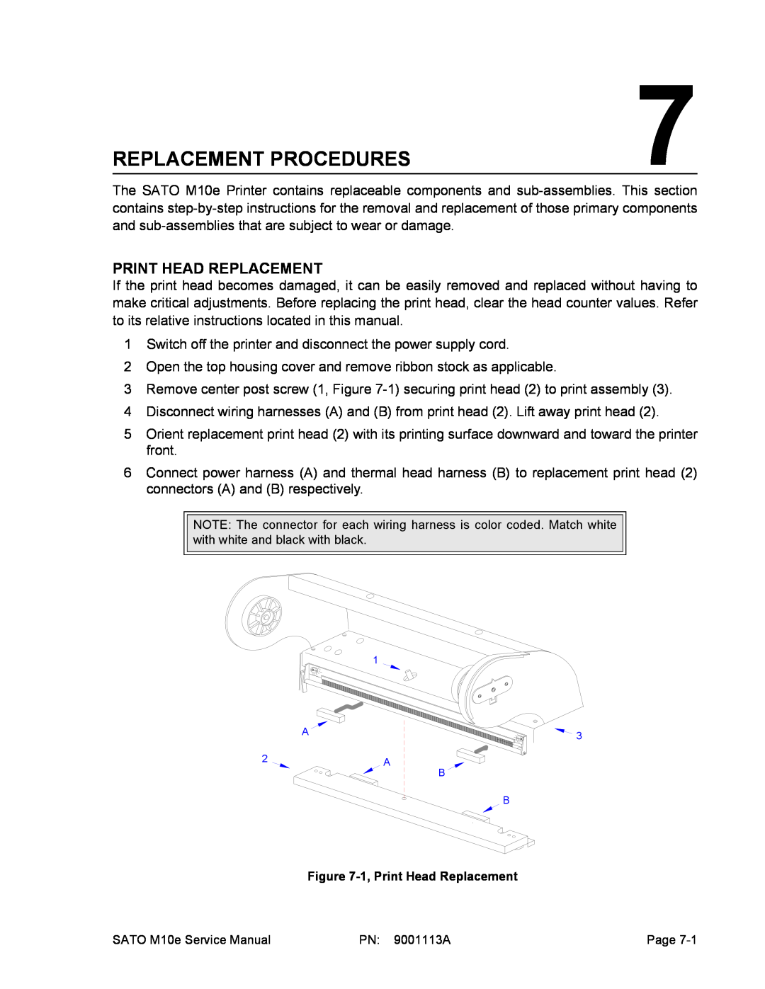 SATO 10e service manual Replacement Procedures, Print Head Replacement 