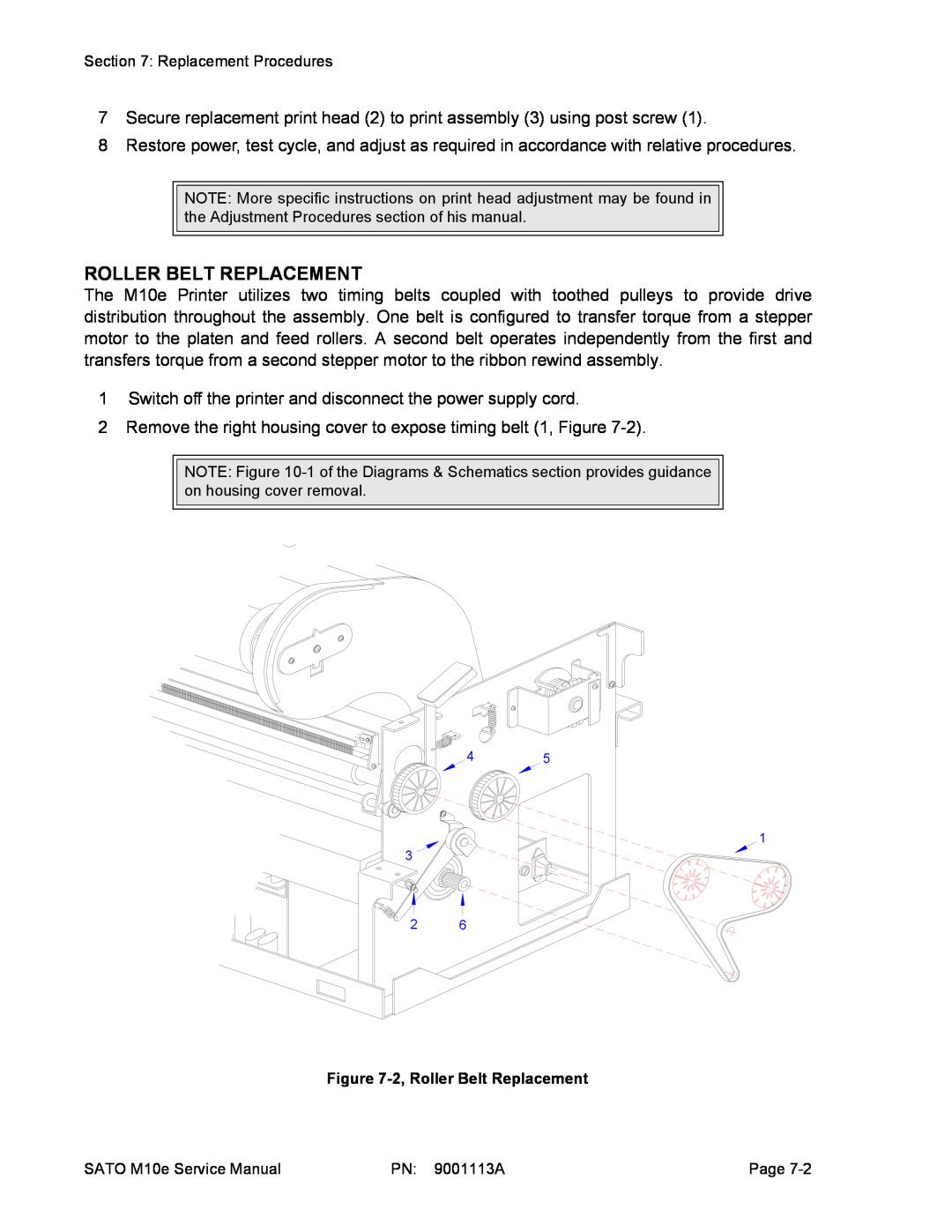 SATO 10e service manual 2, Roller Belt Replacement 