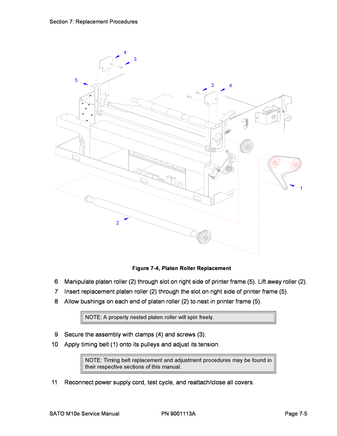 SATO 10e service manual Secure the assembly with clamps 4 and screws 