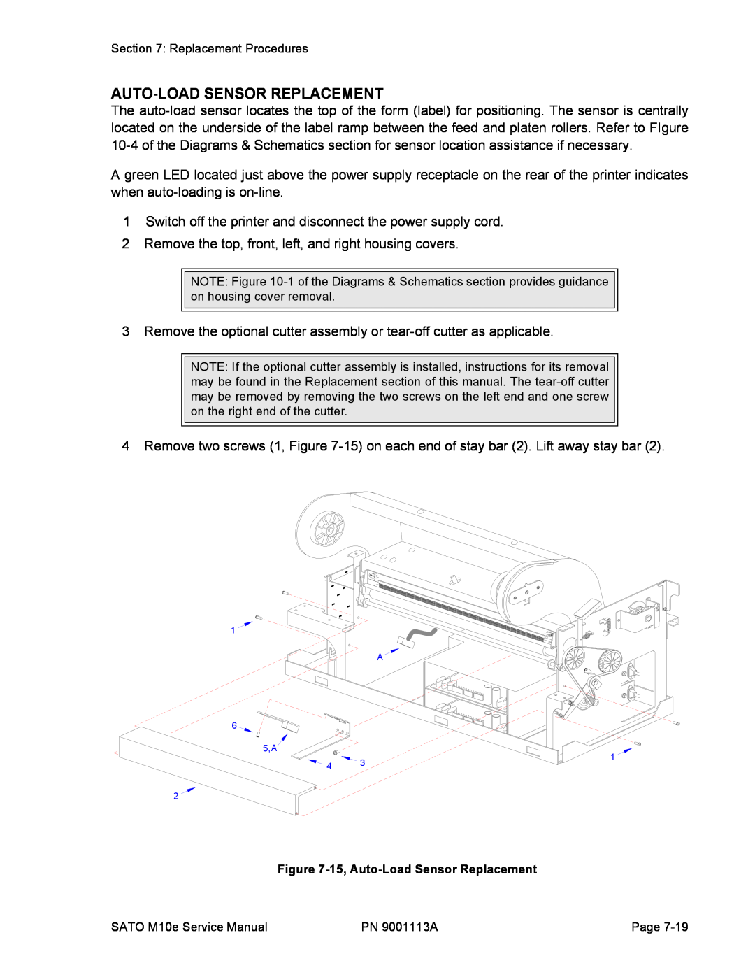 SATO 10e service manual 15, Auto-Load Sensor Replacement 