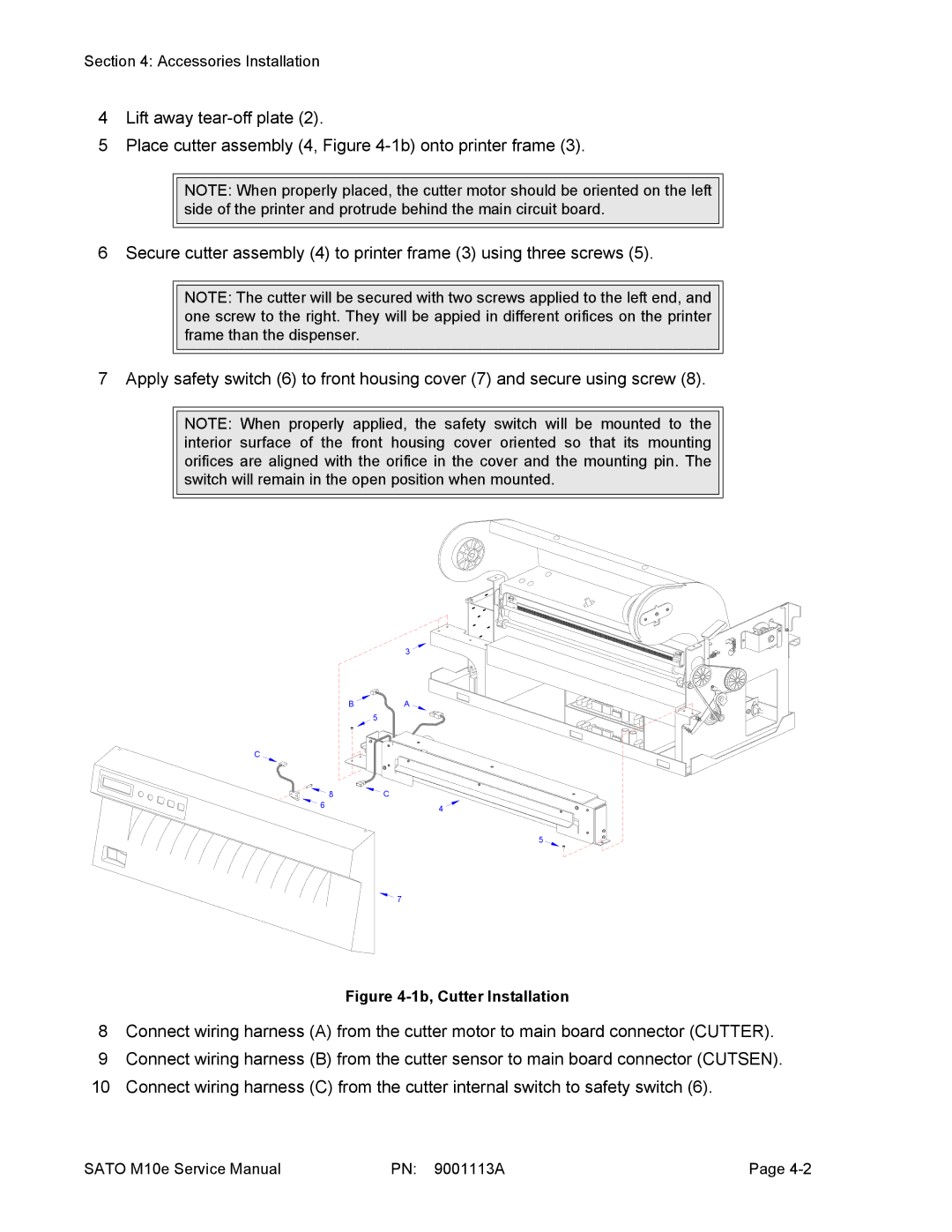 SATO 10e service manual 1b, Cutter Installation 