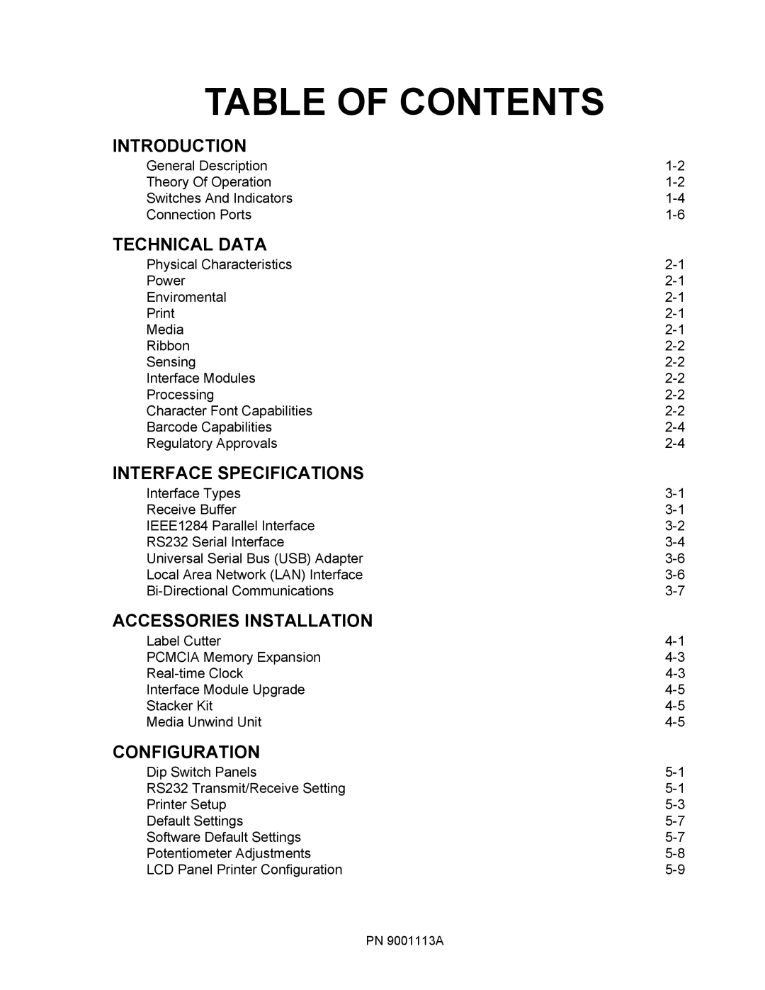 SATO 10e service manual Table of Contents 