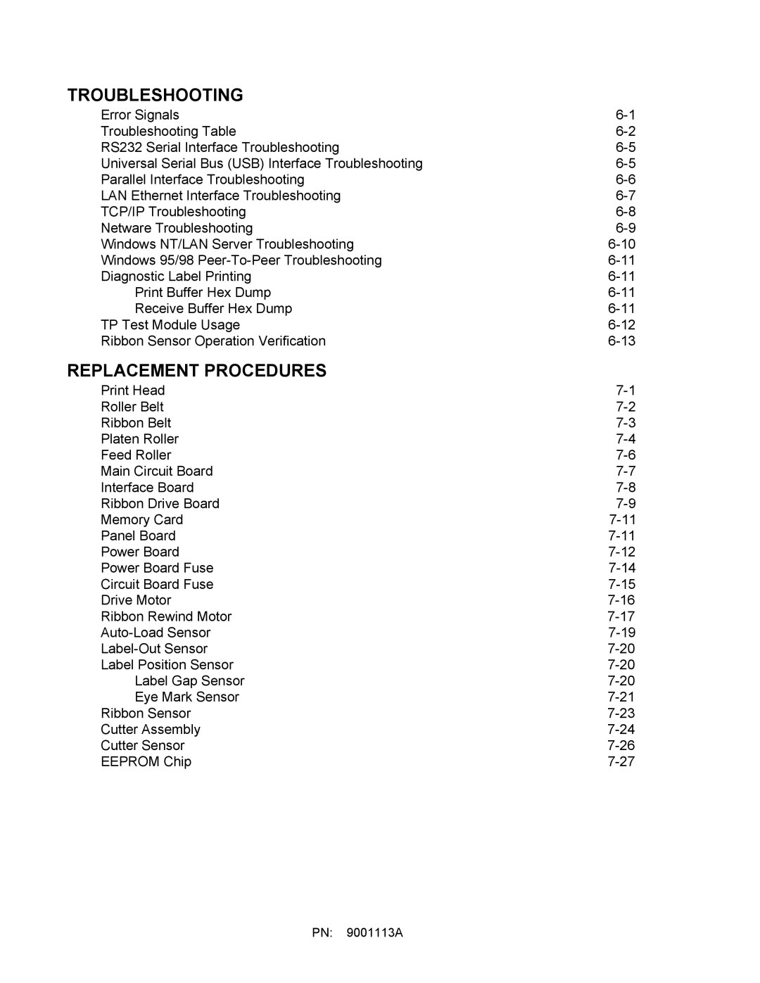 SATO 10e service manual Troubleshooting 