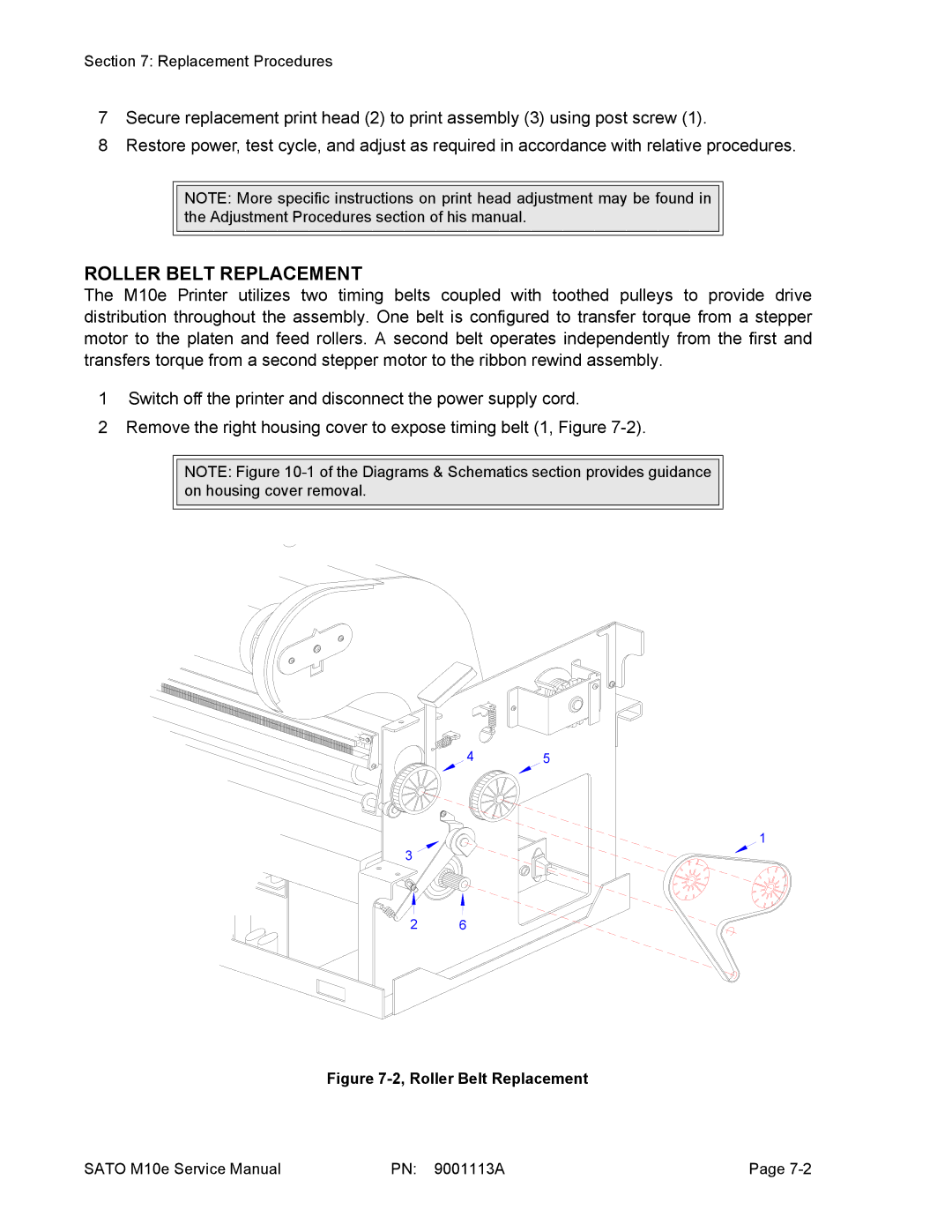 SATO 10e service manual Roller Belt Replacement 