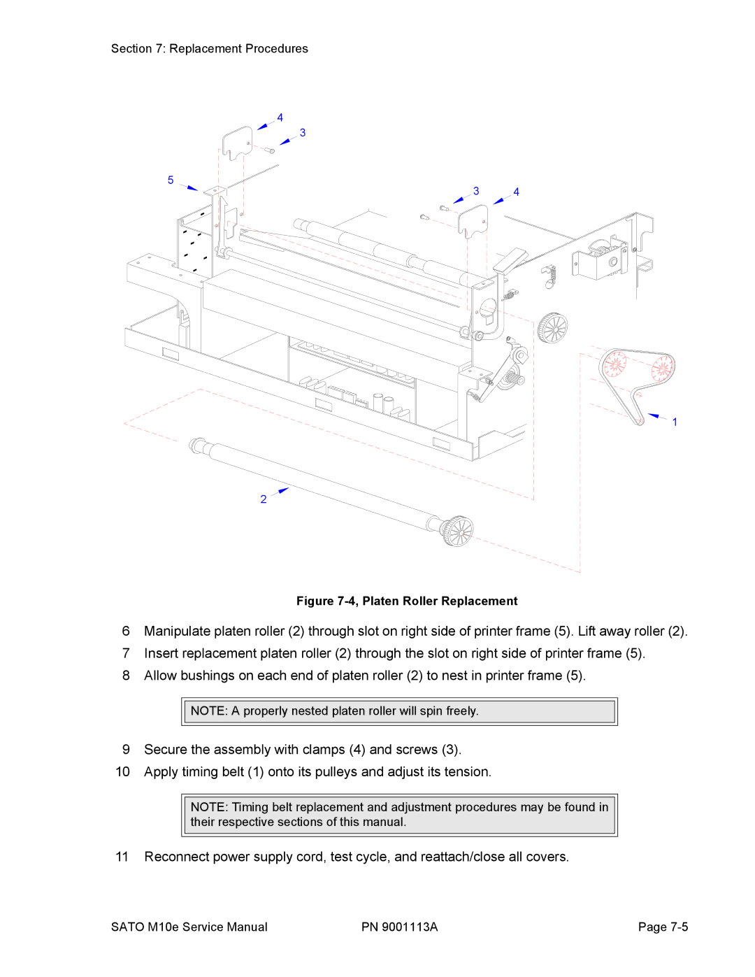 SATO 10e service manual Platen Roller Replacement 