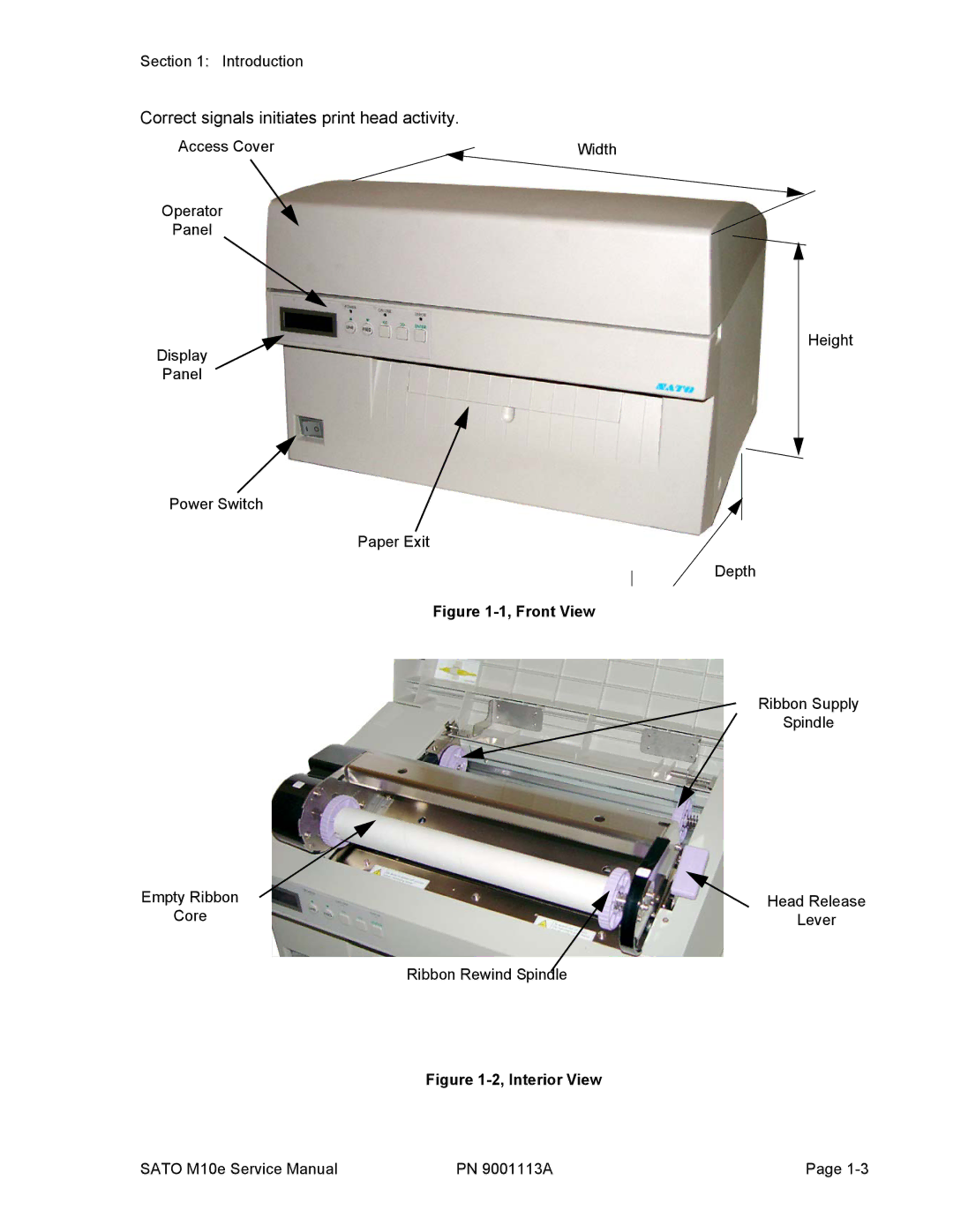 SATO 10e service manual Correct signals initiates print head activity 