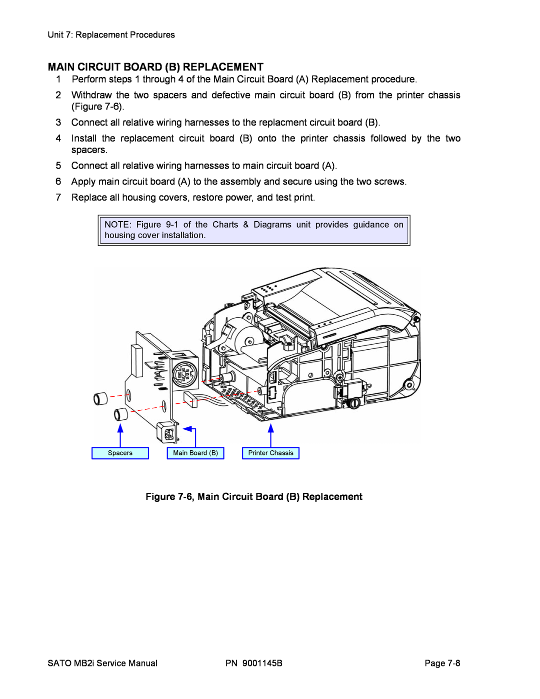 SATO 200i manual 6, Main Circuit Board B Replacement 