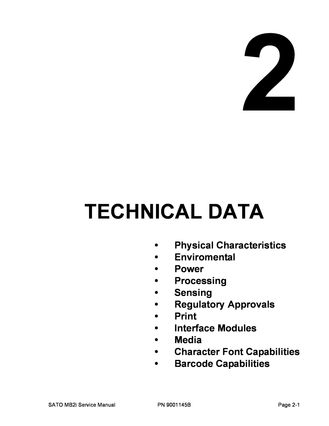 SATO 200i manual Technical Data, Physical Characteristics Enviromental Power Processing Sensing 