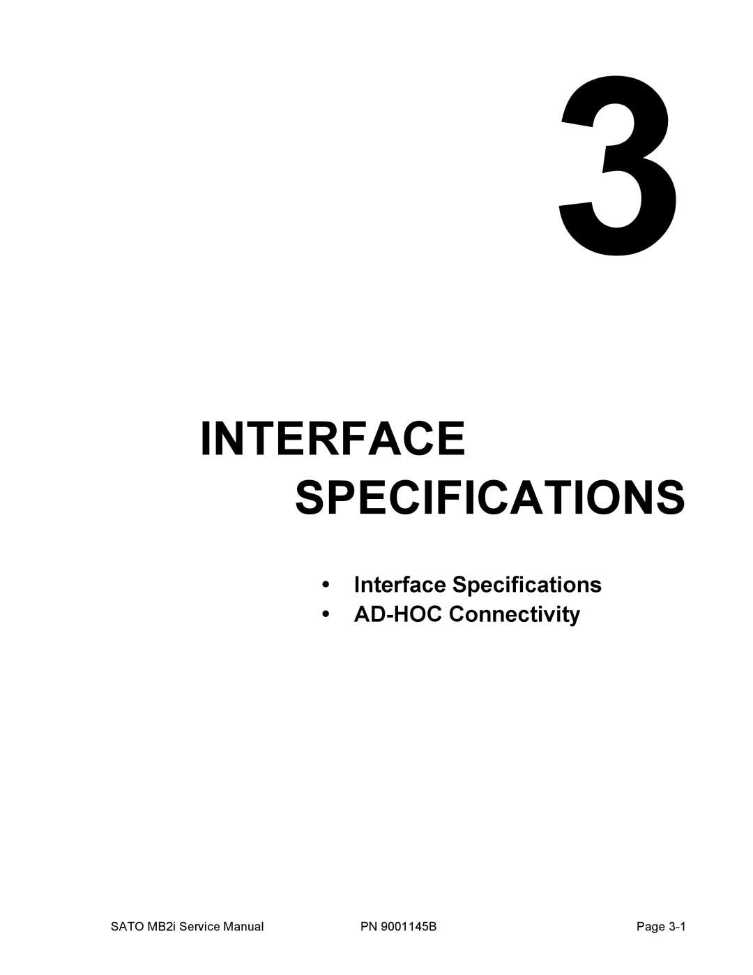 SATO 200i manual Interface Specifications AD-HOC Connectivity 