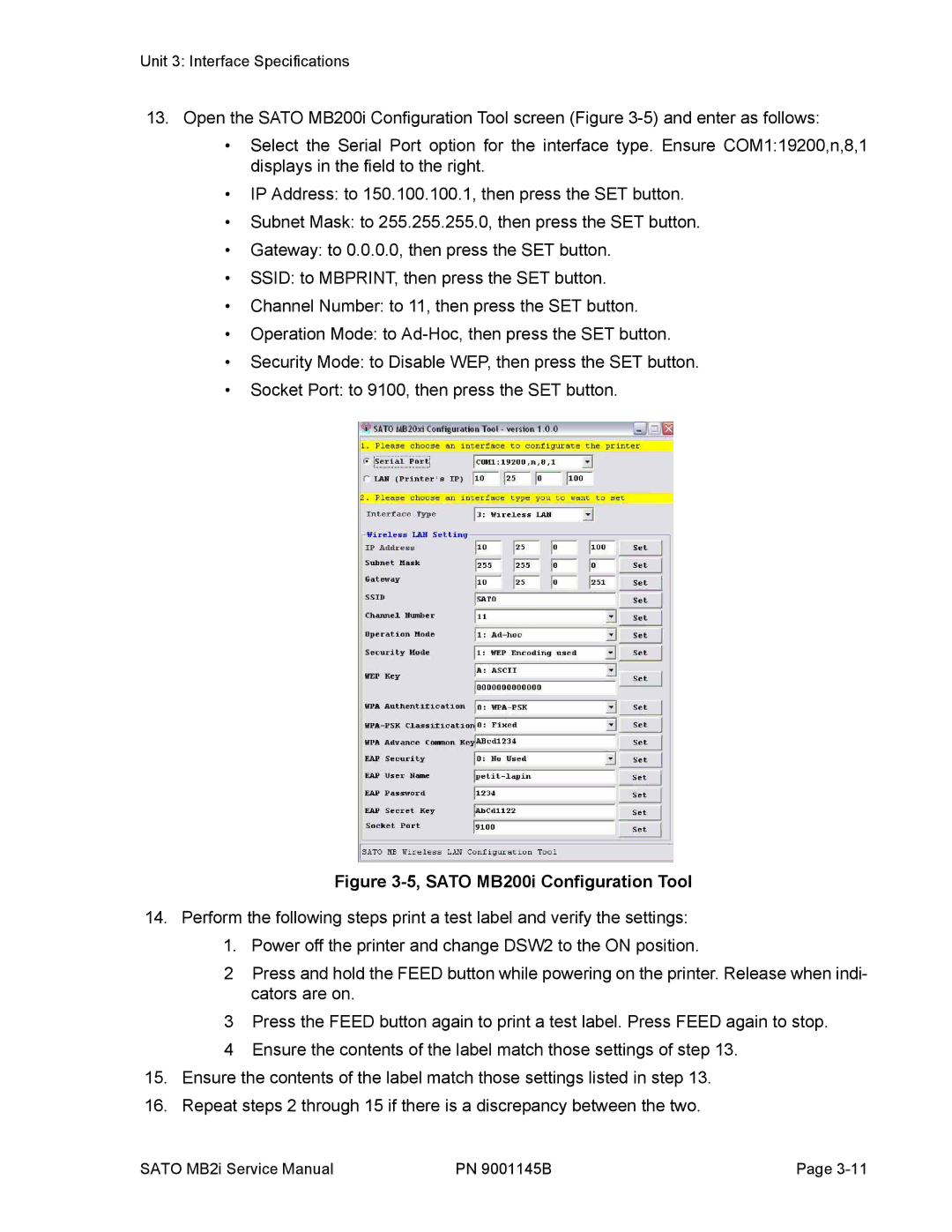 SATO manual Sato MB200i Configuration Tool 