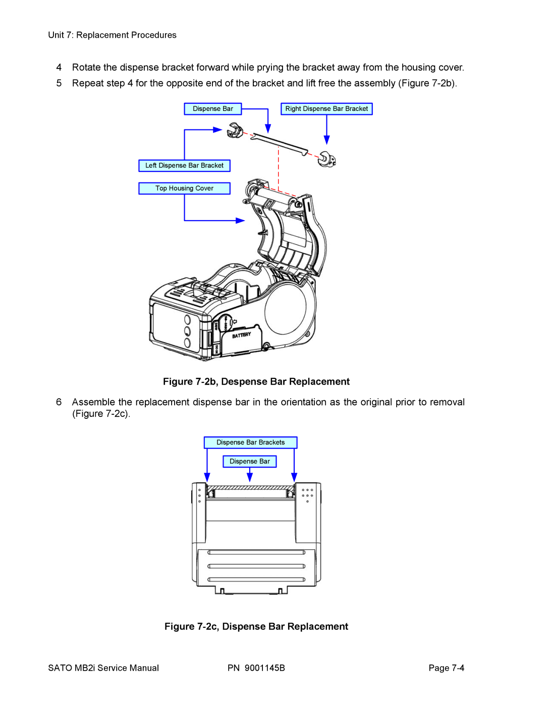 SATO 200i manual 2b, Despense Bar Replacement 