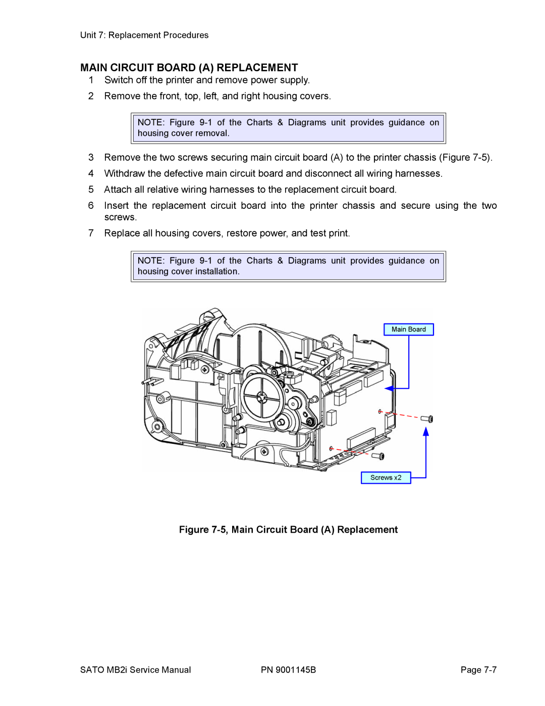 SATO 200i manual Main Circuit Board a Replacement 