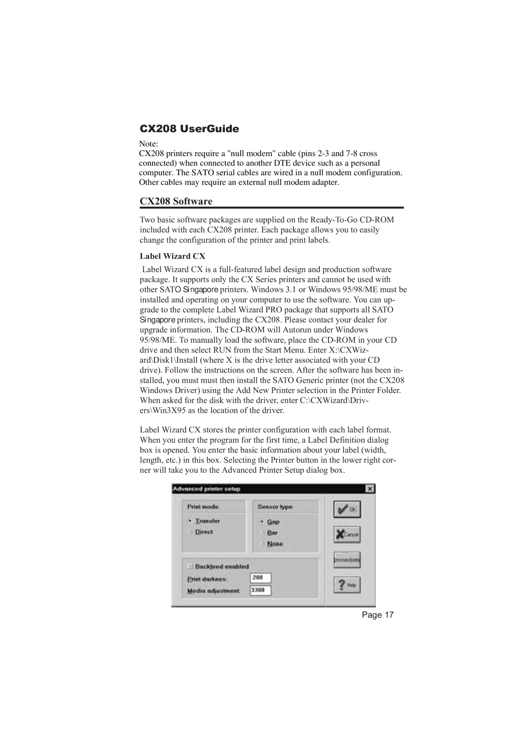 SATO manual CX208 Software, Label Wizard CX 