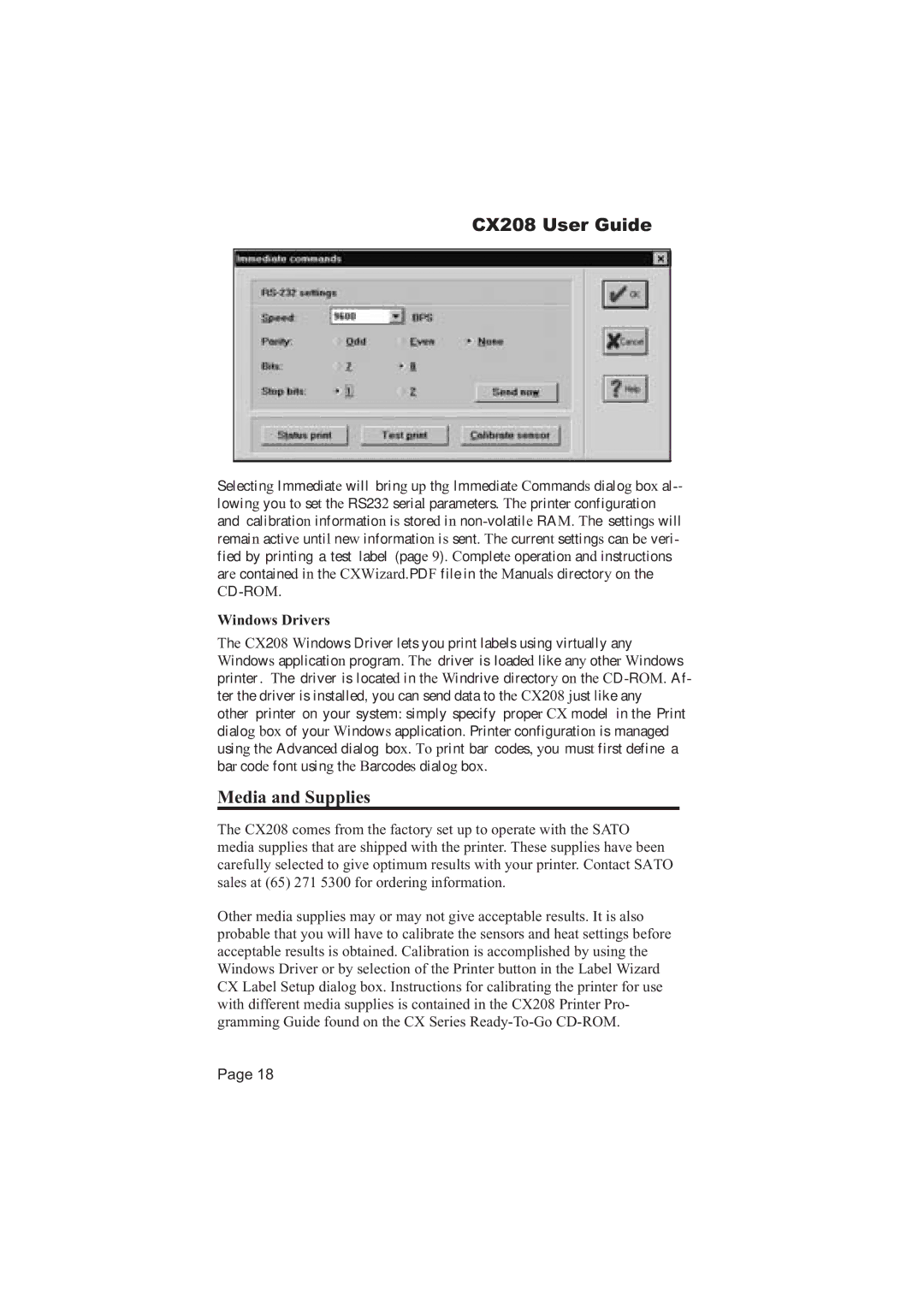 SATO 208 manual Media and Supplies, Windows Drivers 