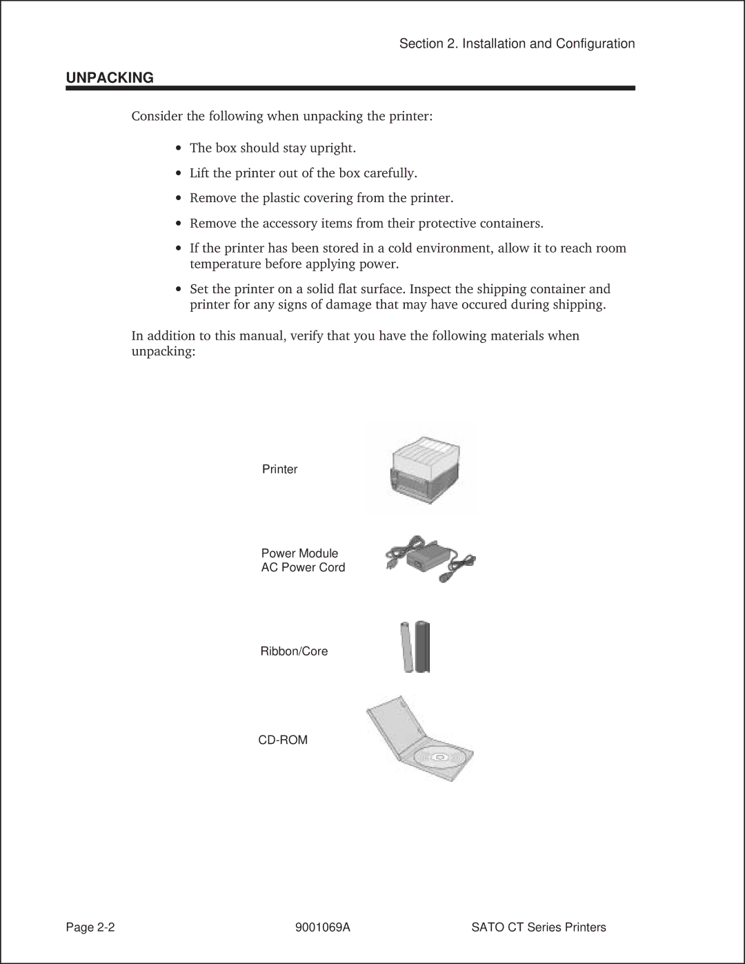 SATO 400, 410 manual Unpacking 