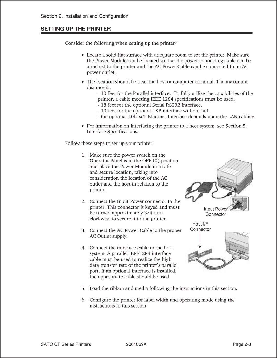 SATO 410, 400 manual Setting UP the Printer 