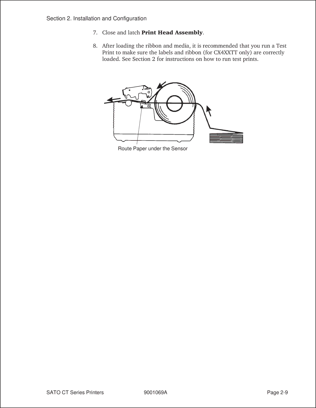 SATO 410, 400 manual Close and latch Print Head Assembly 