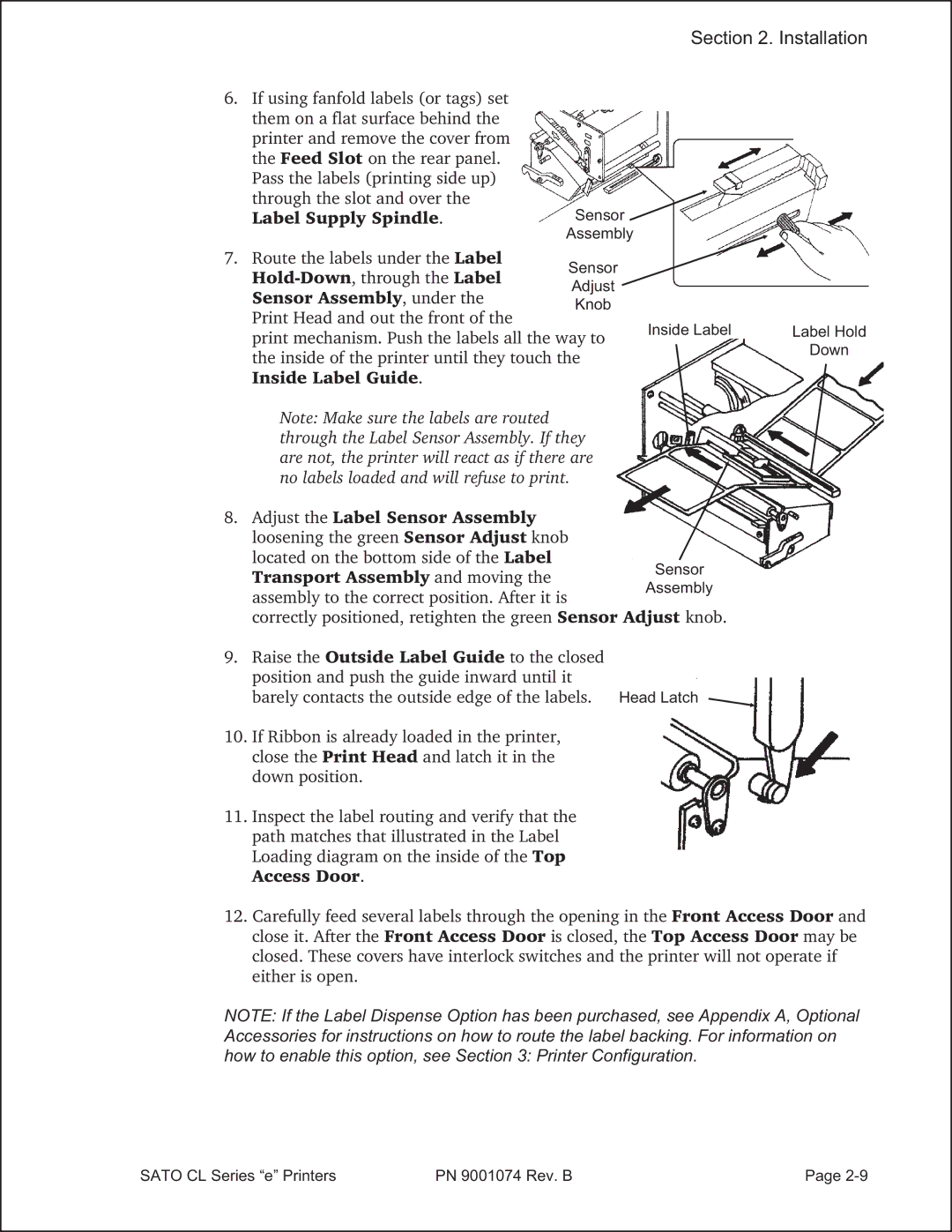 SATO 408e manual Label Hold Down 