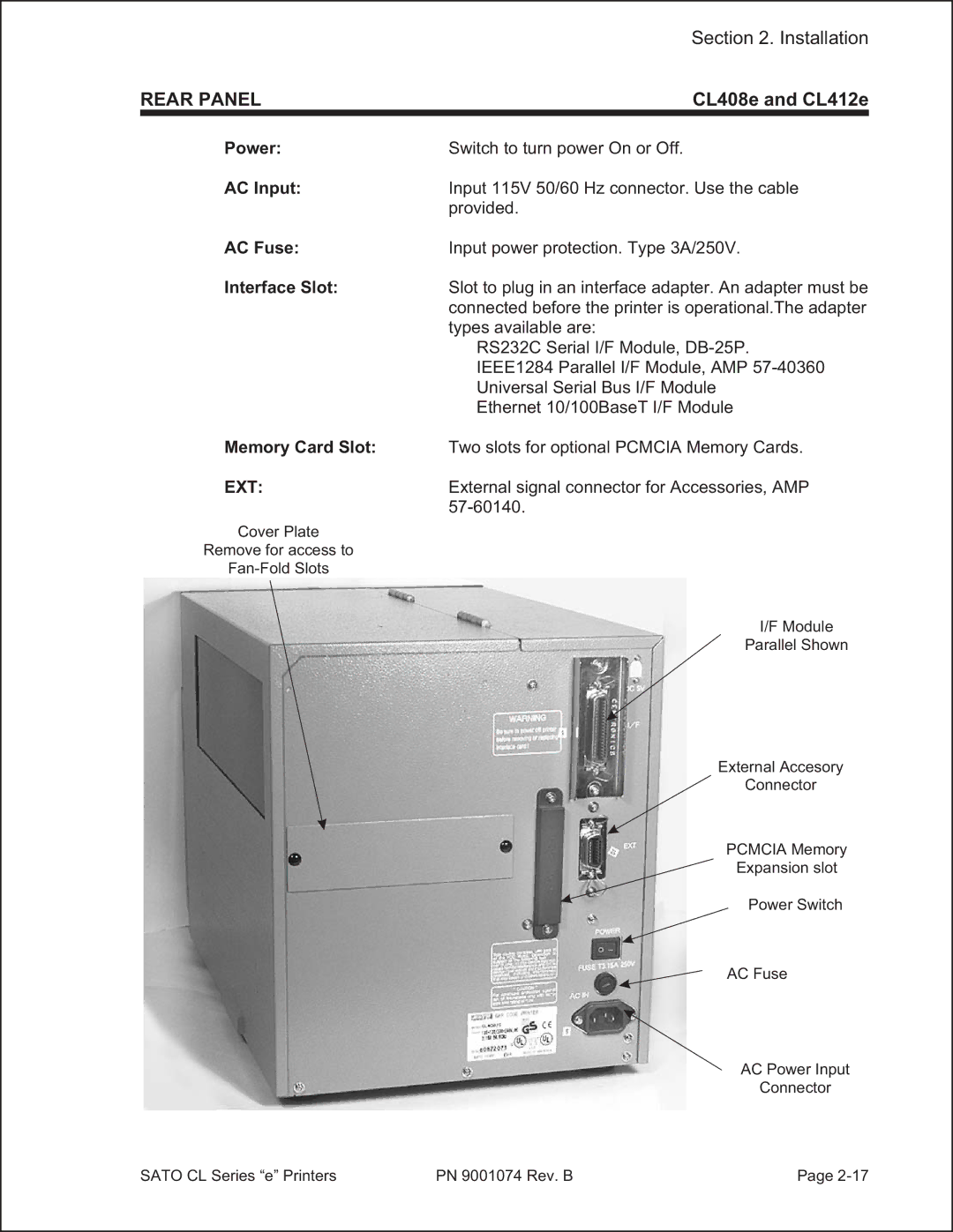 SATO 408e manual Power, 57-60140 