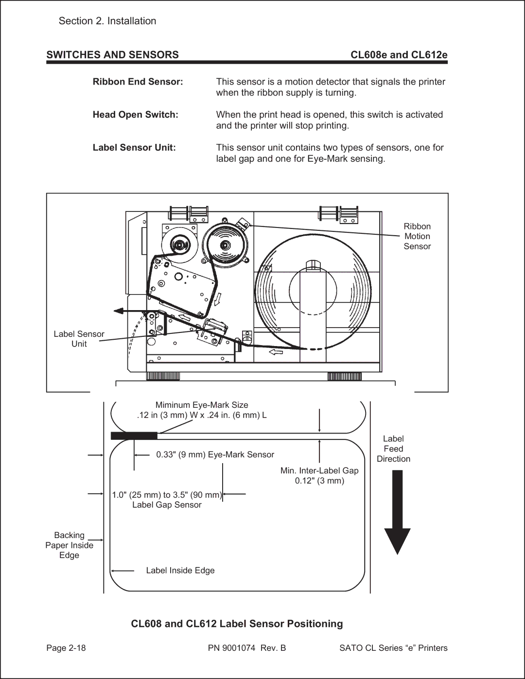 SATO 408e manual Switches and Sensors 