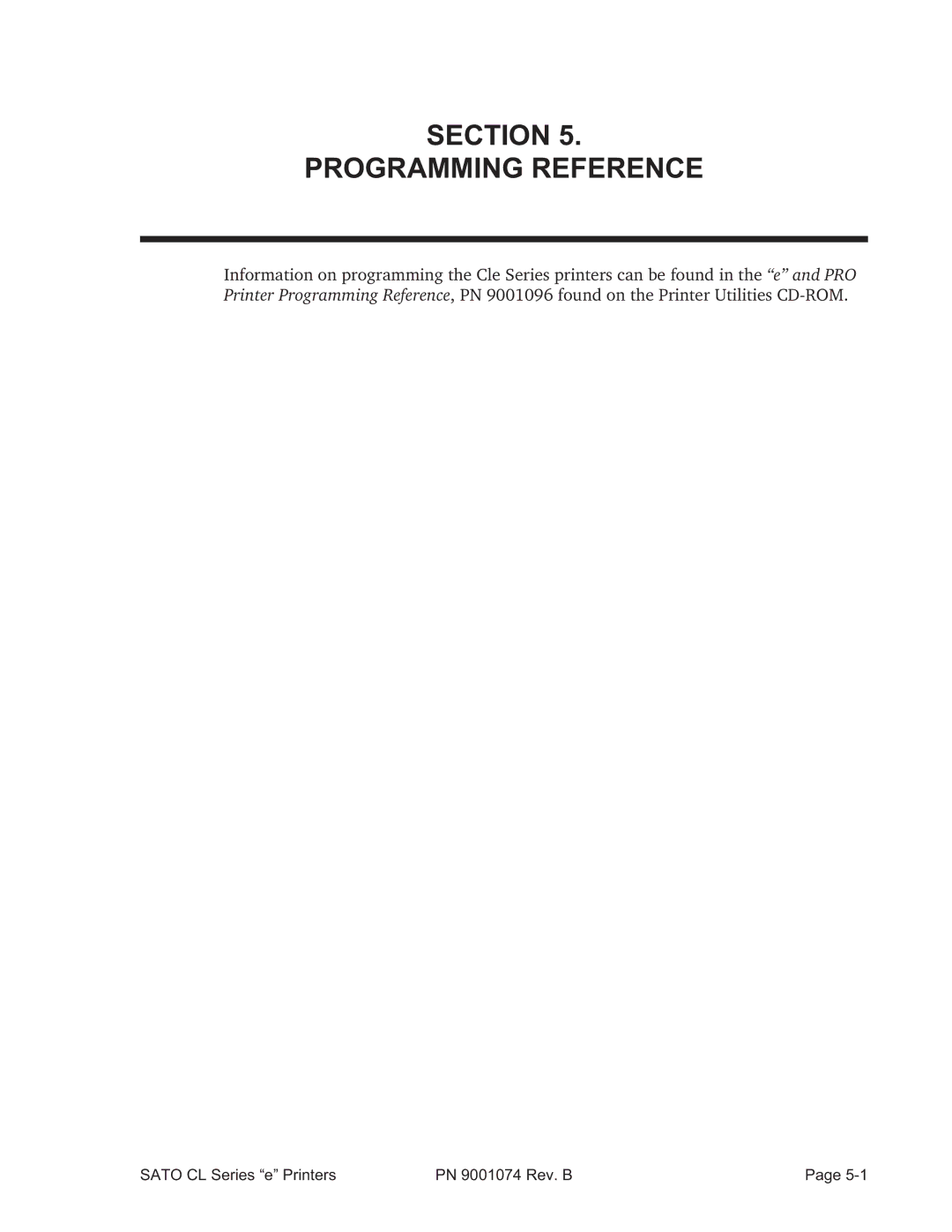 SATO 408e manual Section Programming Reference 