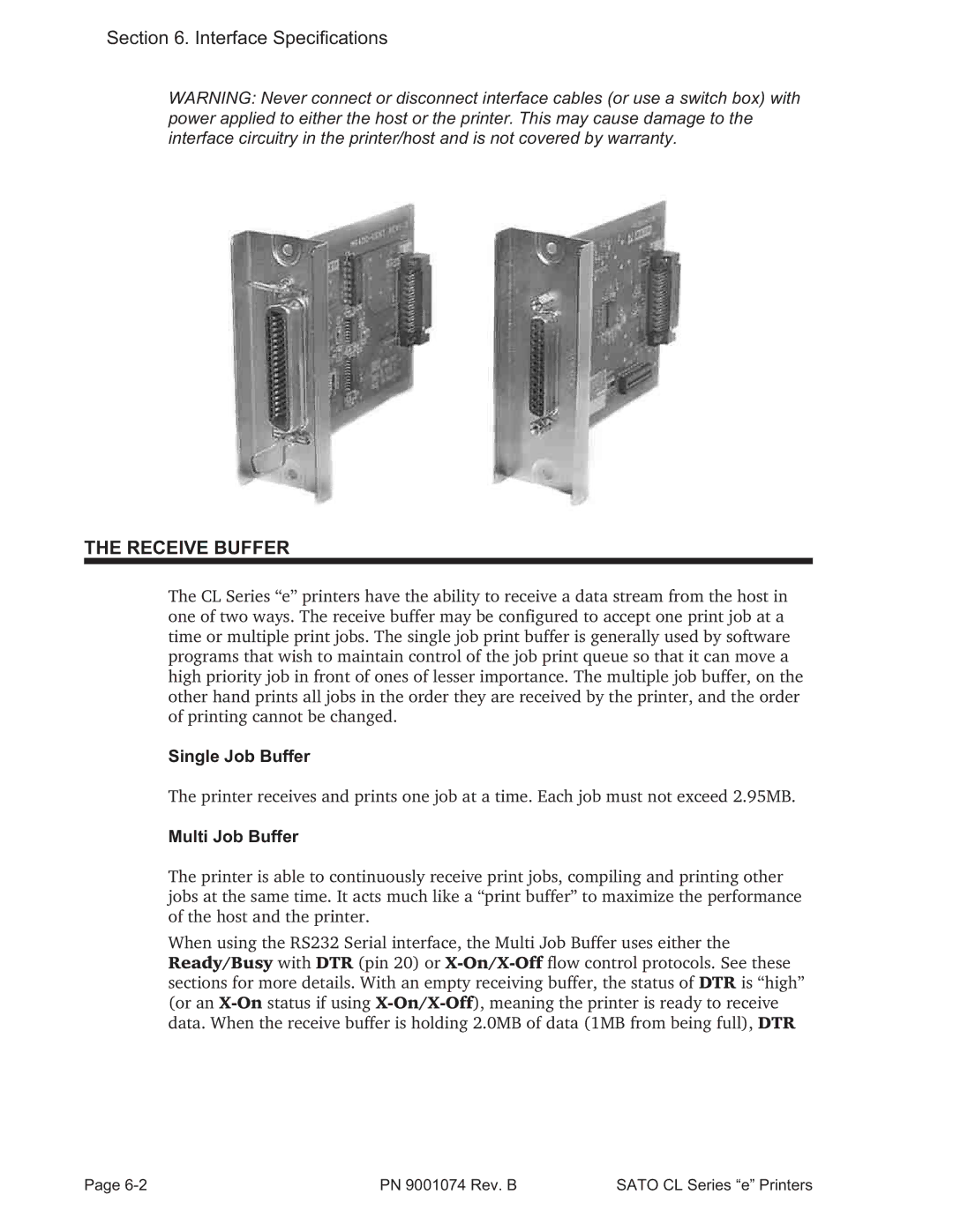 SATO 408e manual Receive Buffer, Single Job Buffer, Multi Job Buffer 