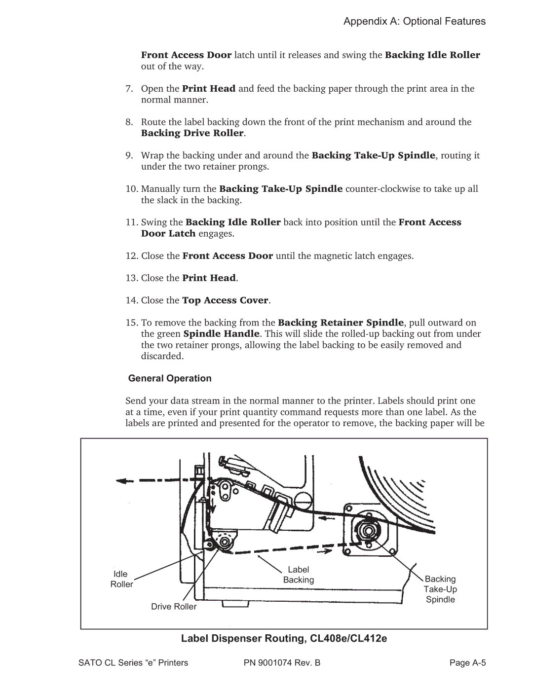 SATO manual Label Dispenser Routing, CL408e/CL412e, Close the Top Access Cover 