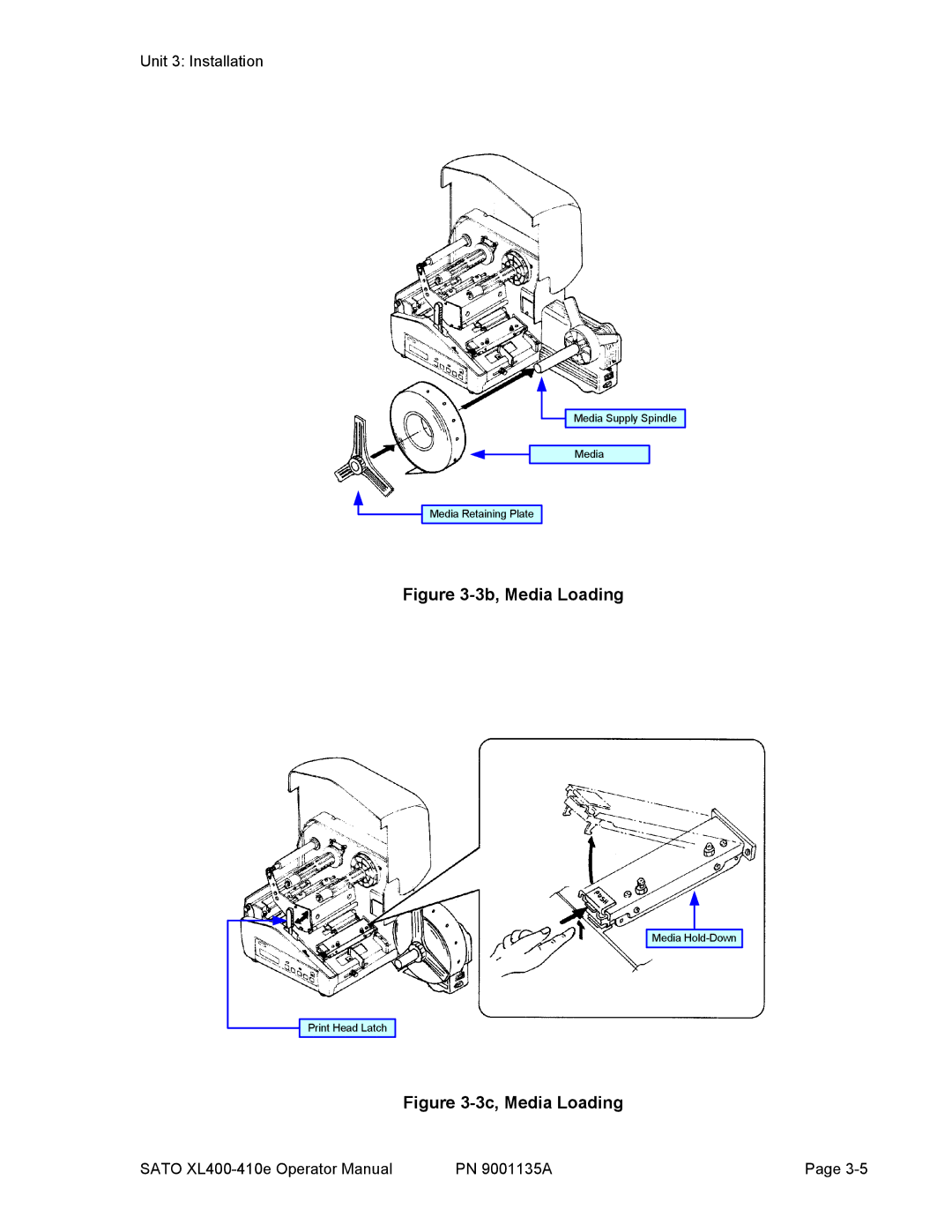 SATO 400e, 410e manual 3b, Media Loading 