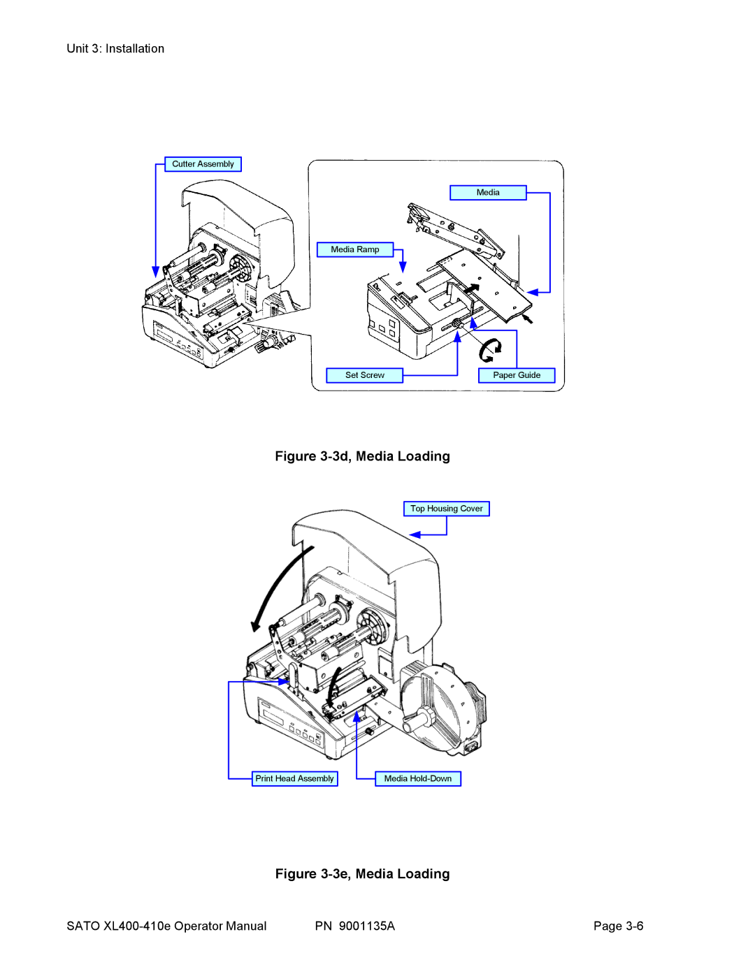 SATO 410e, 400e manual 3d, Media Loading 