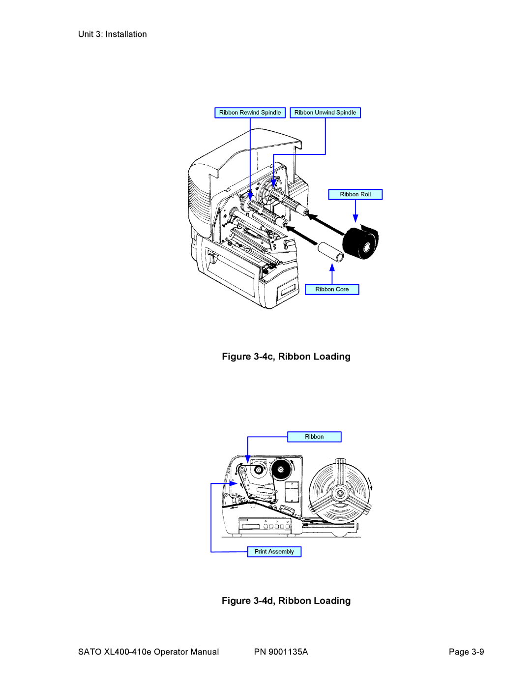 SATO 400e, 410e manual 4c, Ribbon Loading 