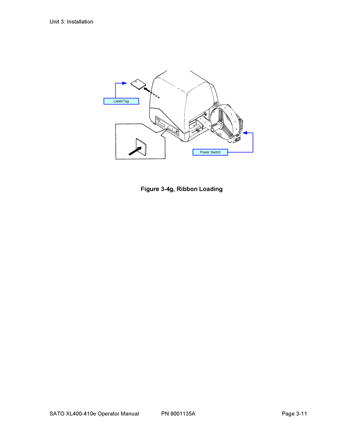 SATO 400e, 410e manual 4g, Ribbon Loading 