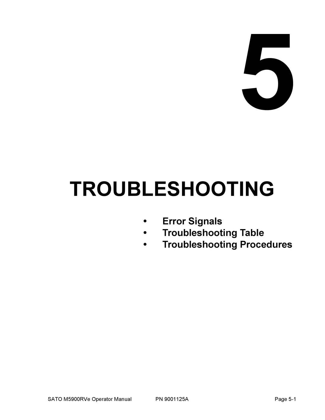 SATO 5900RVe manual Troubleshooting 