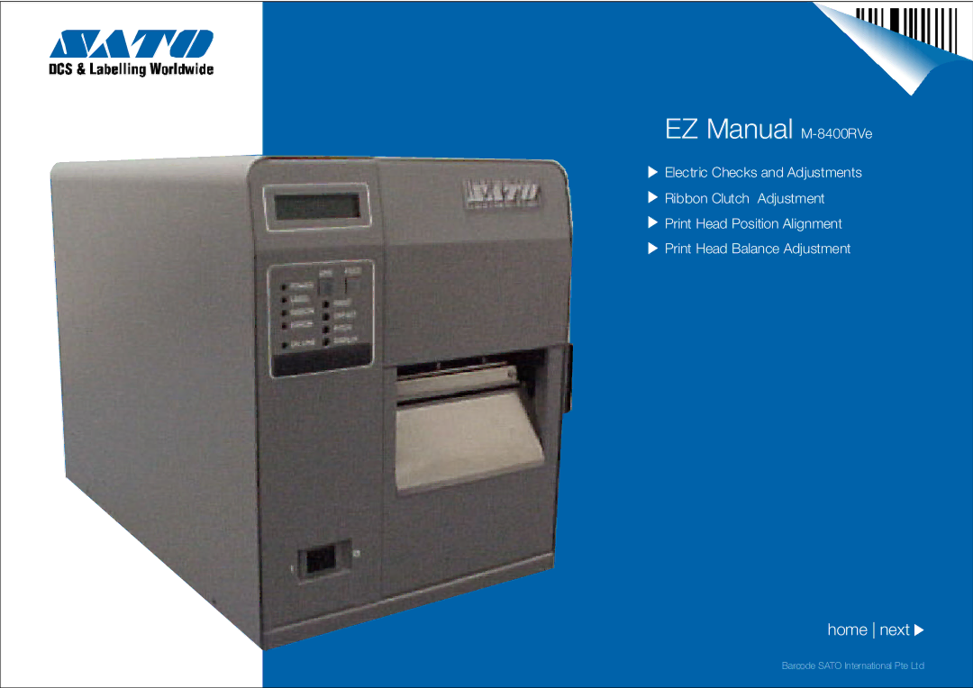 SATO manual EZ Manual M-8400RVe, Home next 