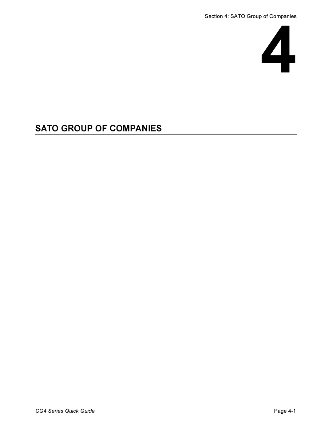 SATO CG408DT, CG412DT, CG412TT, CG408TT manual Sato Group Of Companies, SATO Group of Companies, CG4 Series Quick Guide, Page 