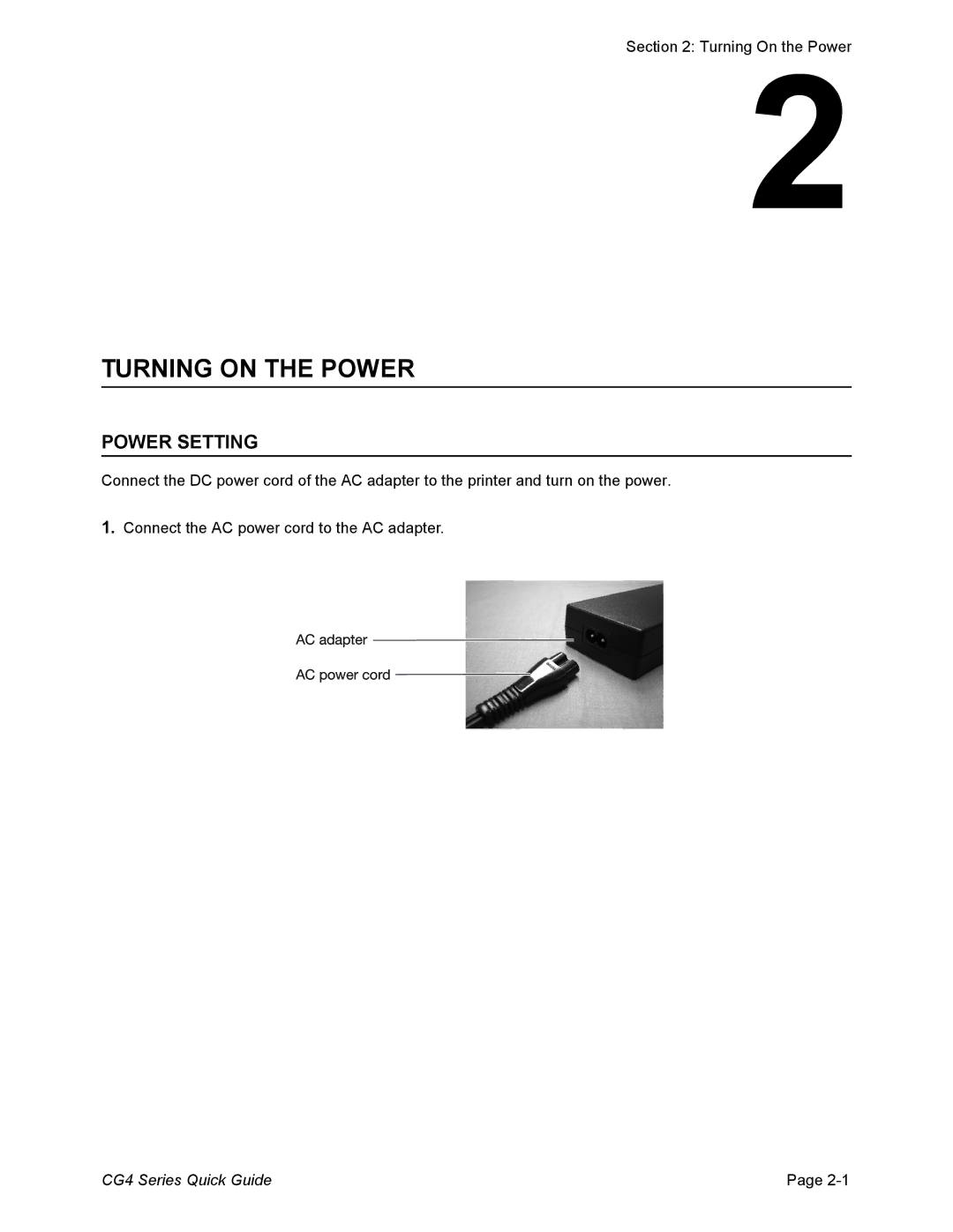 SATO CG408TT, CG412DT, CG408DT, CG412TT manual Turning on the Power, Power Setting 