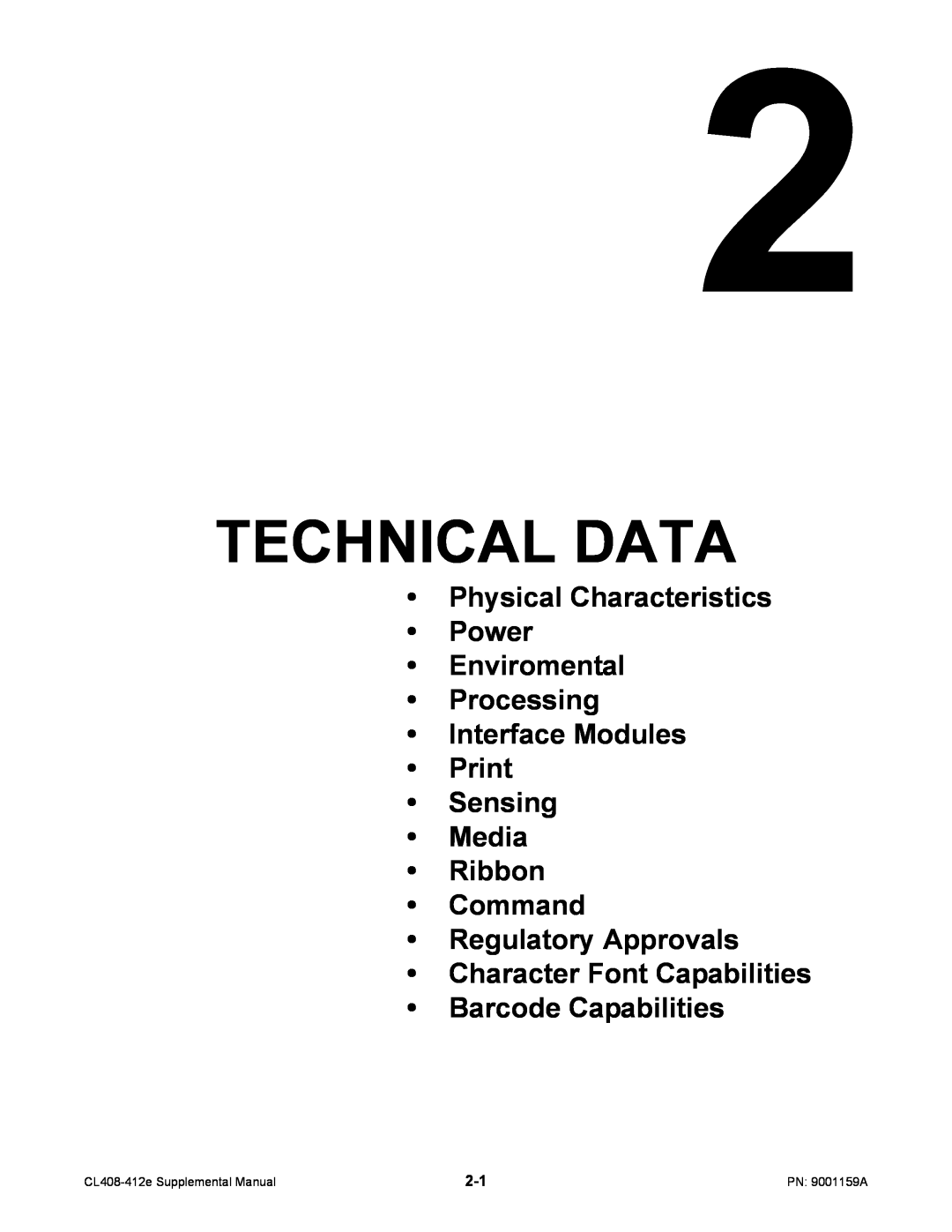 SATO CL408-412e manual Technical Data, Physical Characteristics Power Enviromental Processing 