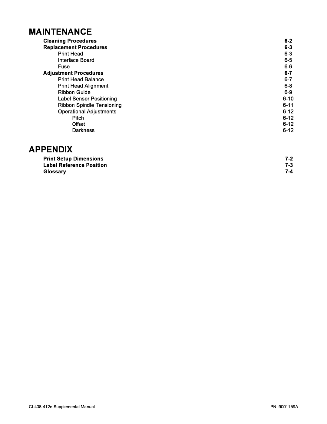 SATO CL408-412e manual Maintenance, Appendix 