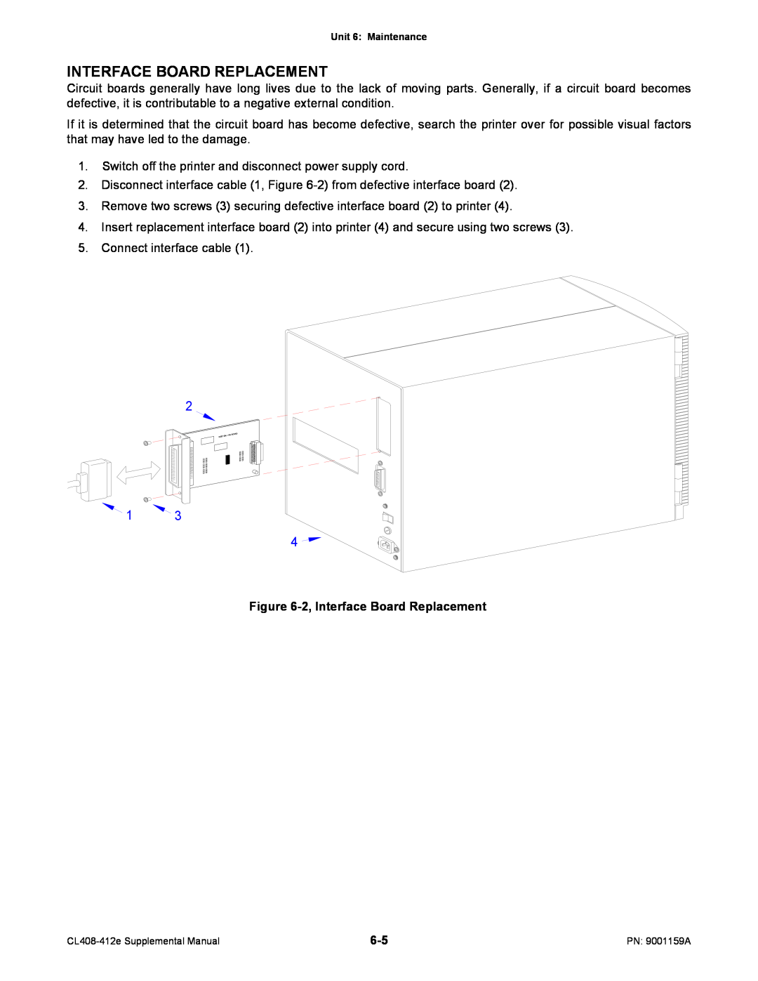 SATO CL408-412e manual 2, Interface Board Replacement 
