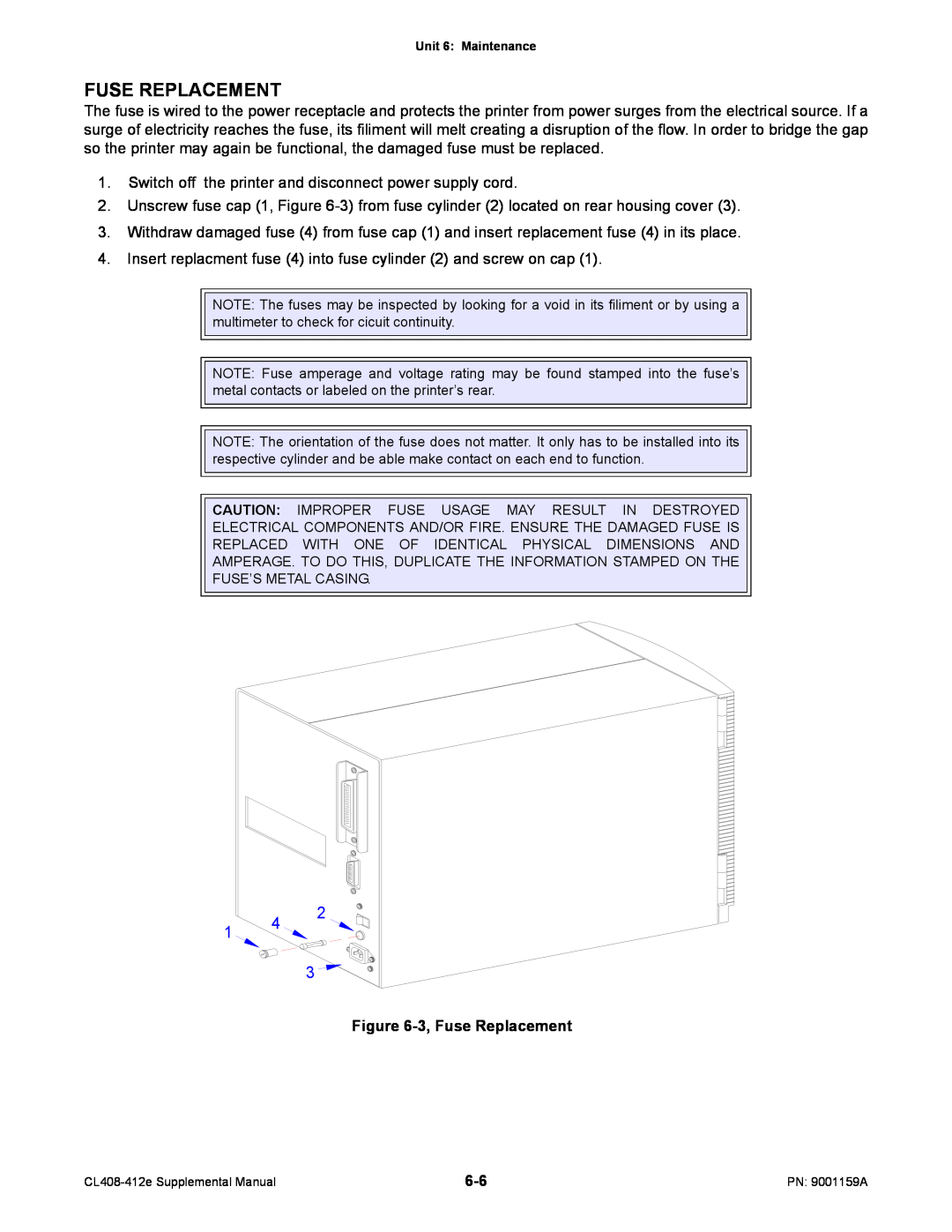 SATO CL408-412e manual 3, Fuse Replacement 