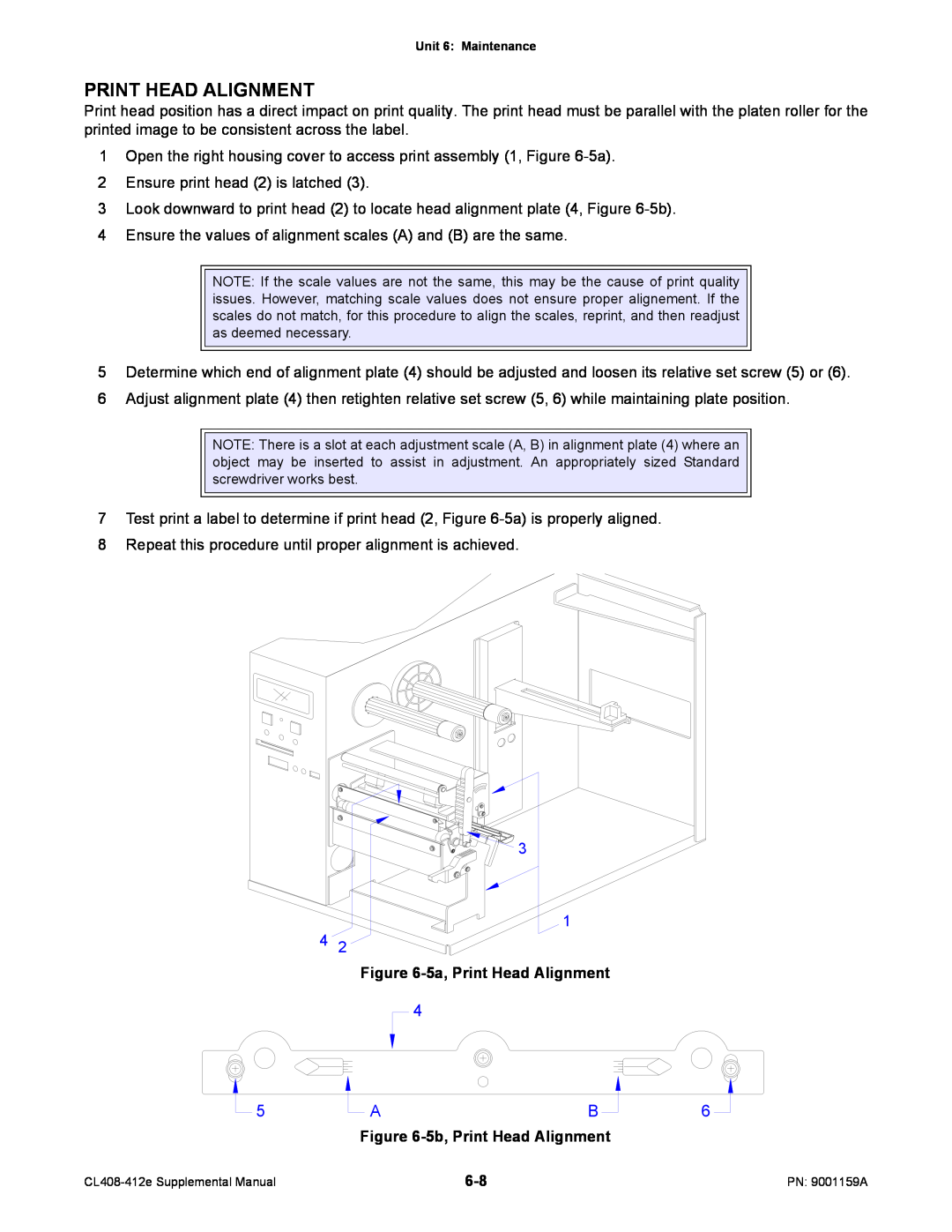 SATO CL408-412e manual 5a, Print Head Alignment 