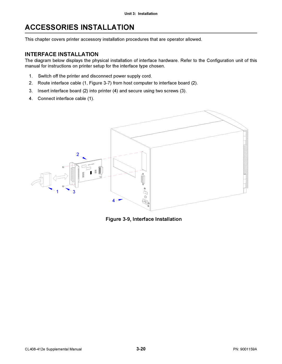 SATO CL408-412e manual Accessories Installation, Interface Installation 