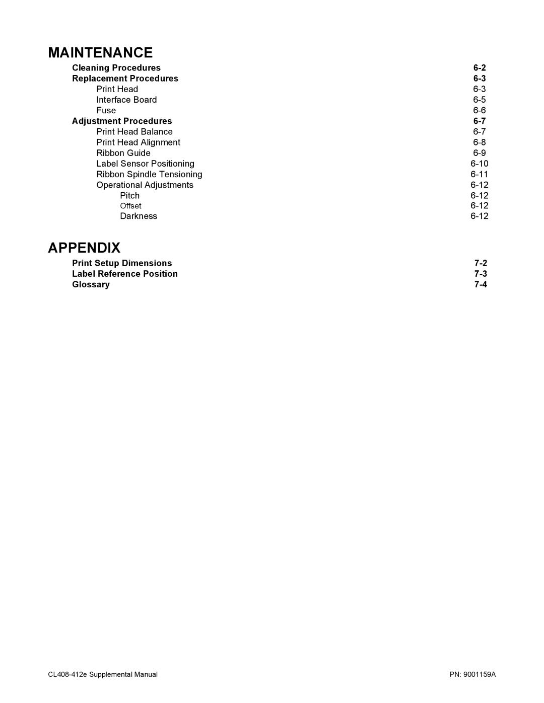 SATO CL408-412e manual Maintenance, Appendix, Offset 